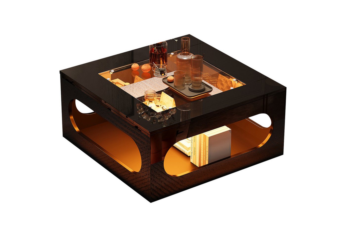 Yoimoimo Couchtisch LED-Couchtisch 70x70cm mit Glasplatte & Beleuchtung - Schwarz, MDF Yoimoimo Couchtisch LED-Couchtisch 70x70cm mit Glasplatte & Beleuchtung - Schwarz, MDF von Yoimoimo