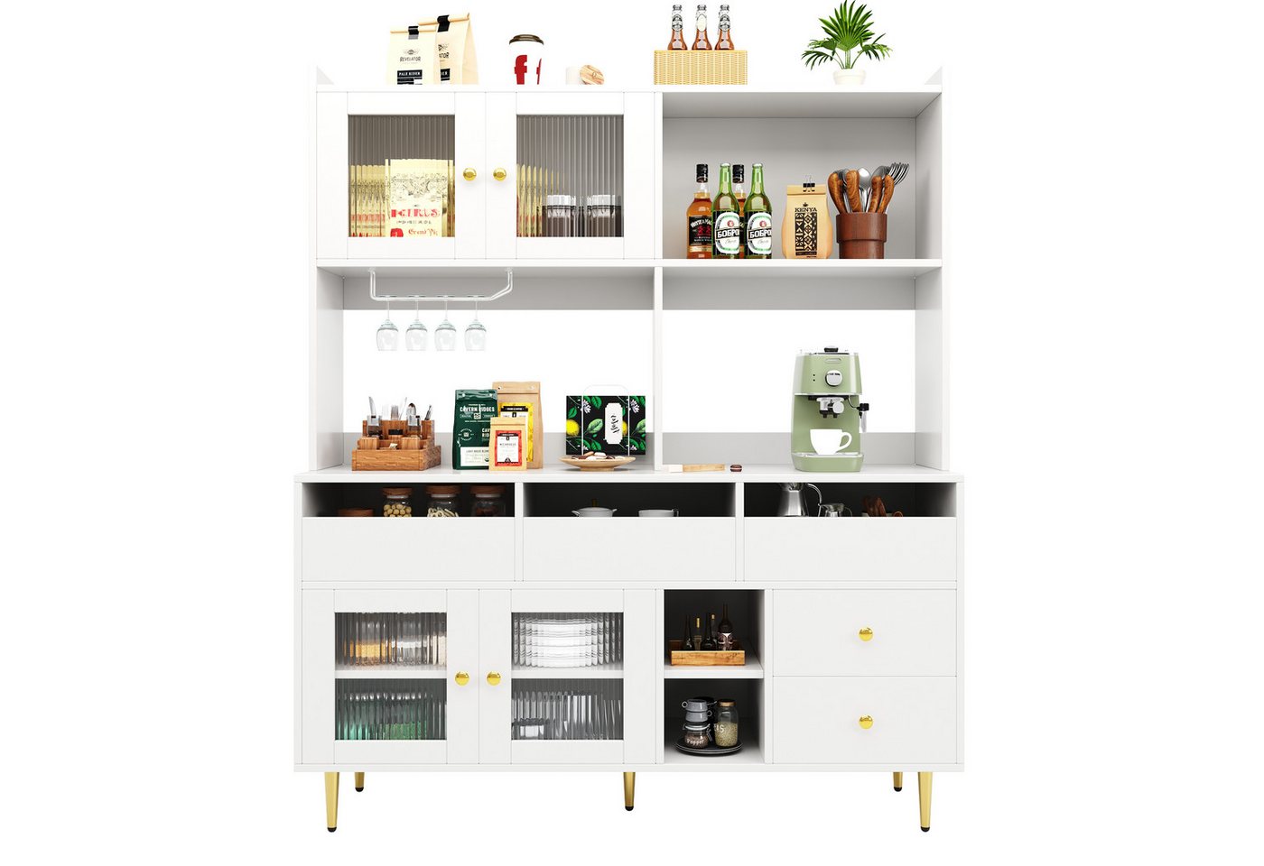 Yoimoimo Hochschrank Restaurant-Hochschrank 145cm mit Weinglasregal - Changhong-Glas von Yoimoimo