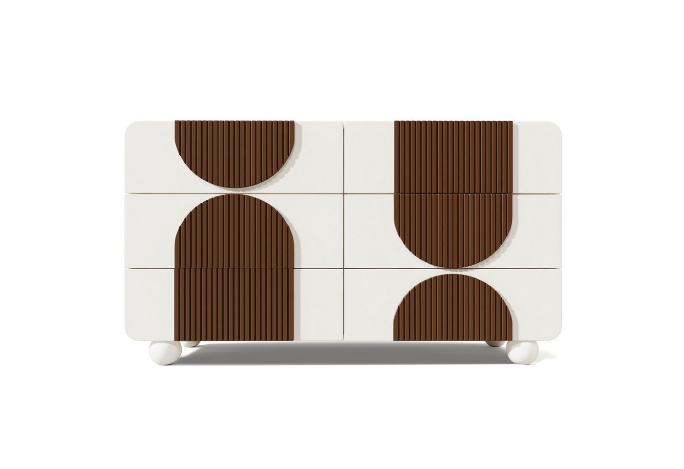 Yoimoimo Kommode mit 6 Schubladen, weiß & schokoladenbraun - 121x71x41 cm, Sideboard Yoimoimo Kommode mit 6 Schubladen, weiß & schokoladenbraun - 121x71x41 cm, Sideboard von Yoimoimo