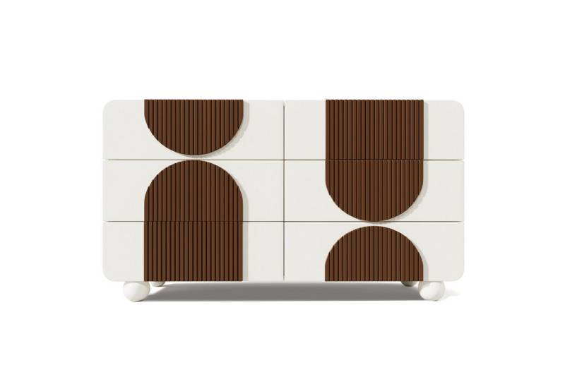 Yoimoimo Kommode mit 6 Schubladen, weiß & schokoladenbraun - 121x71x41 cm, Sideboard Yoimoimo Kommode mit 6 Schubladen, weiß & schokoladenbraun - 121x71x41 cm, Sideboard von Yoimoimo