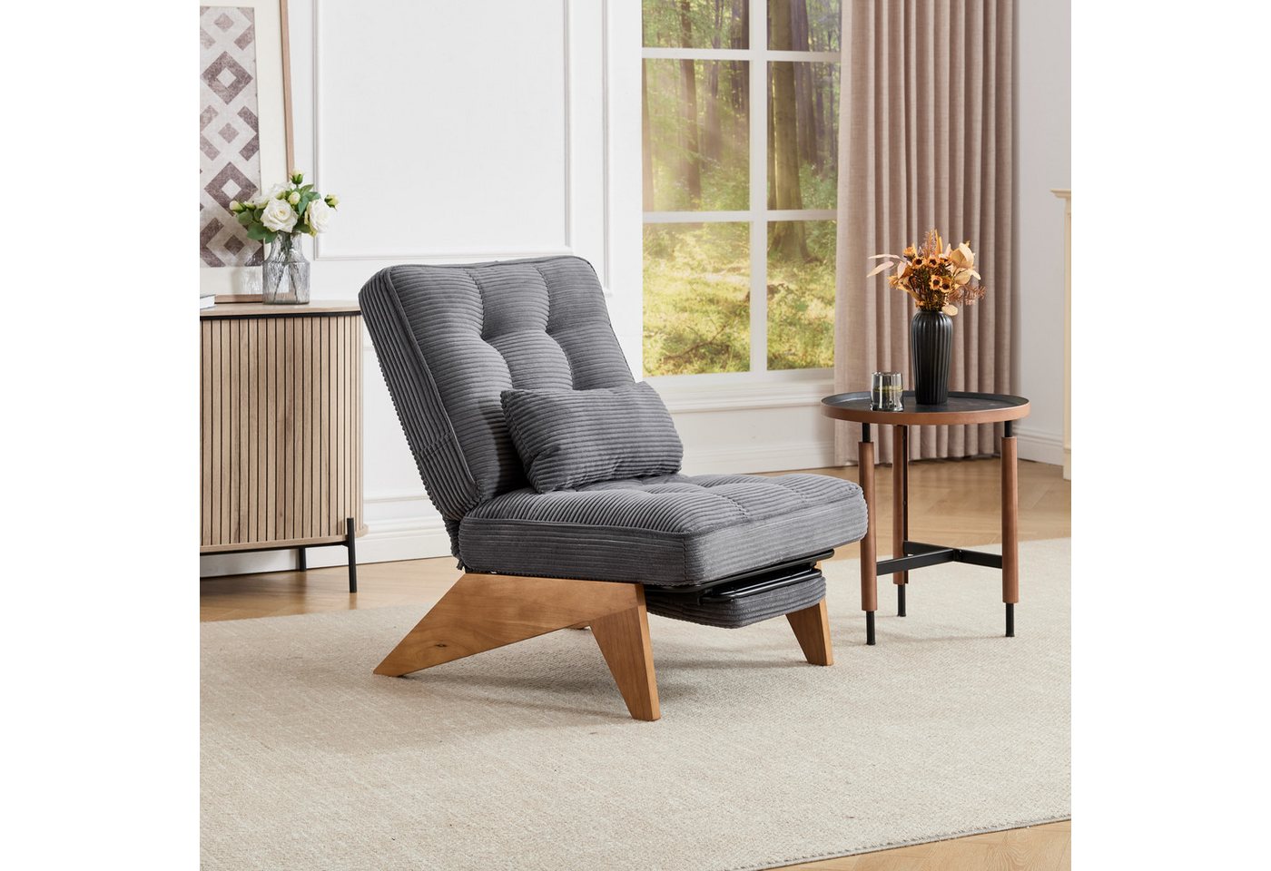 Yoimoimo Loungesessel Verstellbar mit Fußstütze & Lendenkissen - Holzbeine, Stoff Yoimoimo Loungesessel Verstellbar mit Fußstütze & Lendenkissen - Holzbeine, Stoff von Yoimoimo