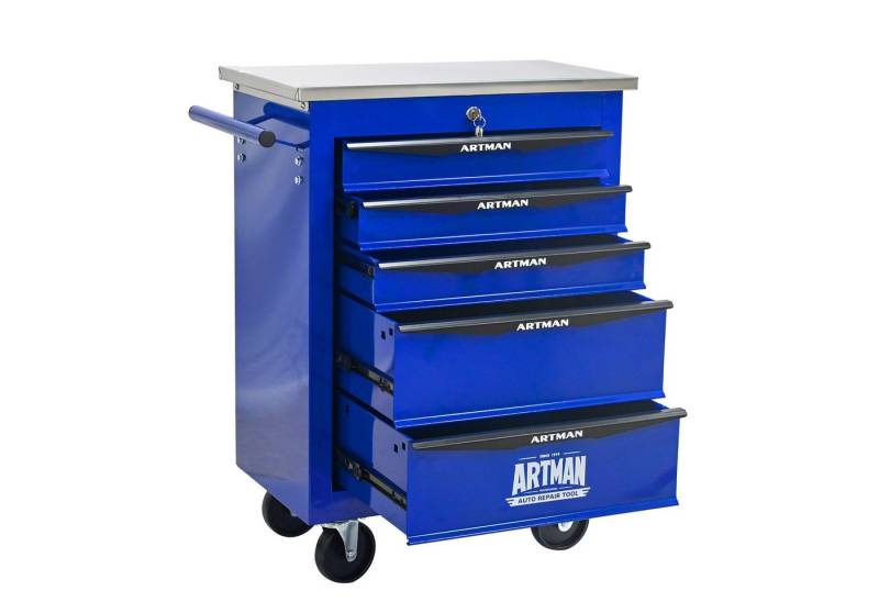 Yoimoimo Werkzeugwagen 2-7 Schubladen, mit Schloss & Lenkrollen - Für Garage & Werkstatt, Blau von Yoimoimo