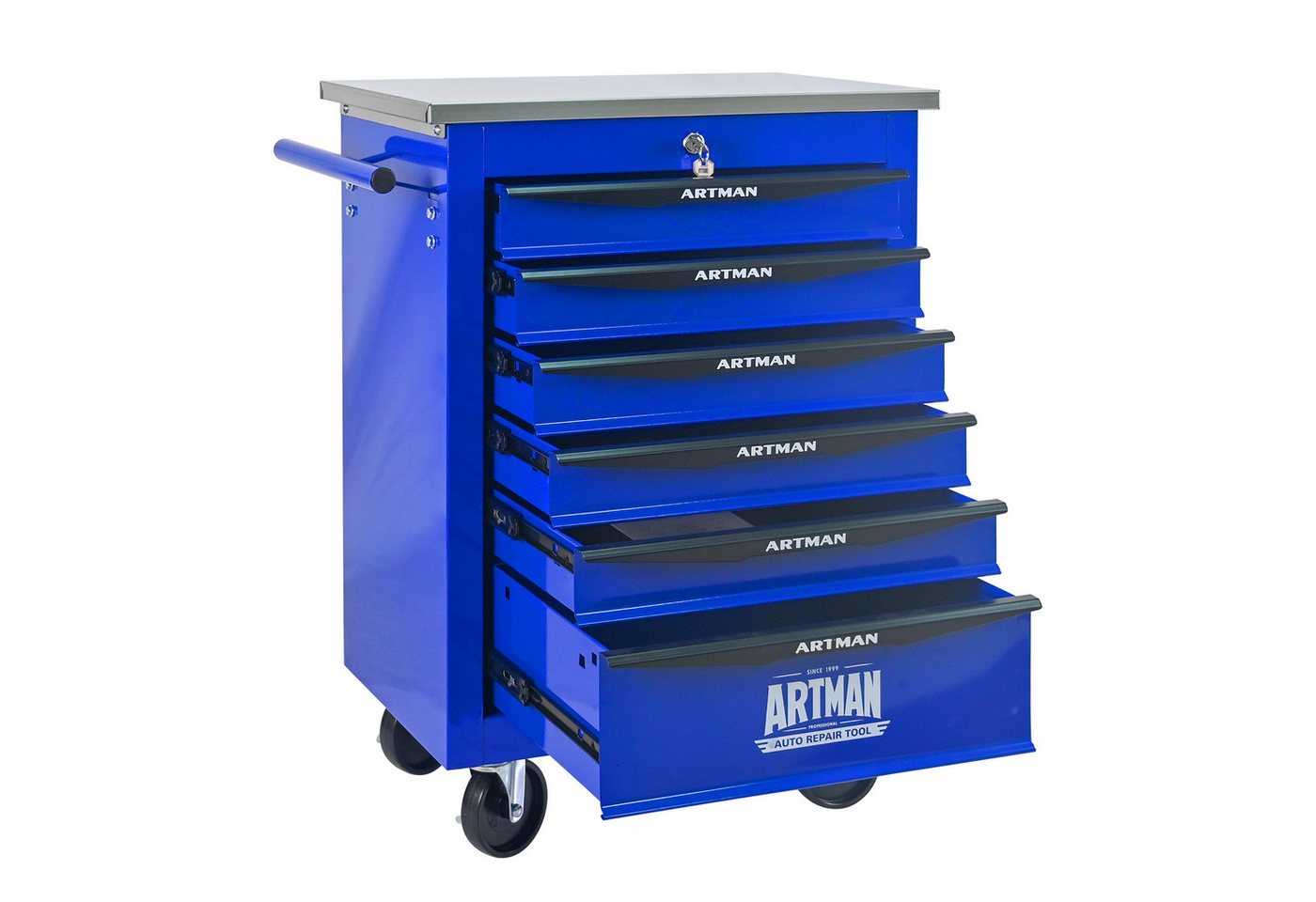 Yoimoimo Werkzeugwagen 2-7 Schubladen, mit Schloss & Lenkrollen - Für Garage & Werkstatt, Blau von Yoimoimo