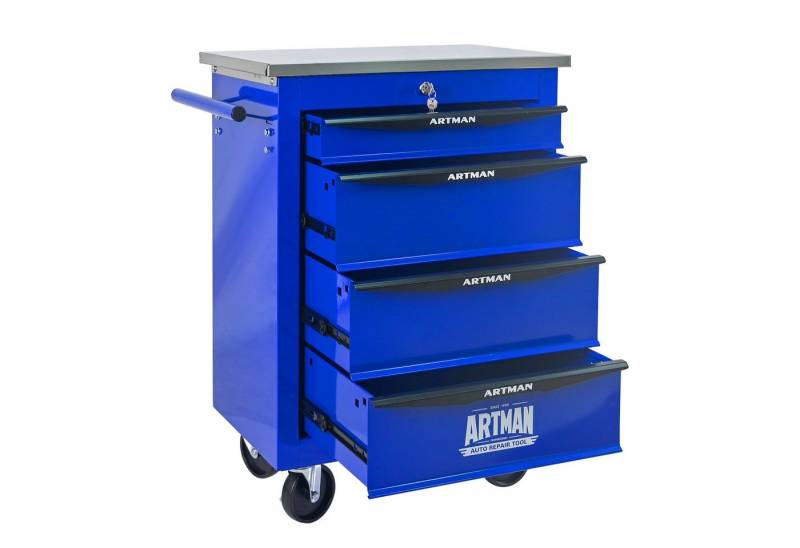 Yoimoimo Werkzeugwagen 2-7 Schubladen, mit Schloss & Lenkrollen - Für Garage & Werkstatt, Blau von Yoimoimo