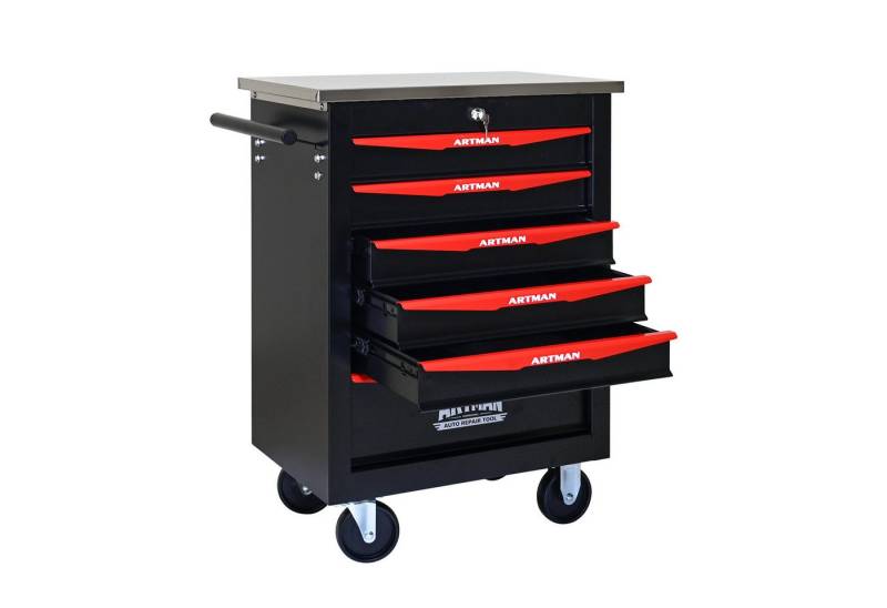 Yoimoimo Werkzeugwagen 2-7 Schubladen, mit Schloss & Lenkrollen - Für Garage & Werkstatt, Schwarz von Yoimoimo