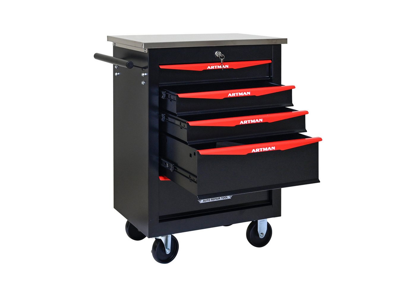 Yoimoimo Werkzeugwagen 2-7 Schubladen, mit Schloss & Lenkrollen - Für Garage & Werkstatt, Schwarz von Yoimoimo