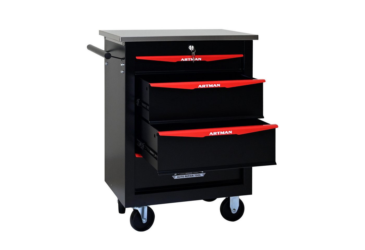 Yoimoimo Werkzeugwagen 2-7 Schubladen, mit Schloss & Lenkrollen - Für Garage & Werkstatt, Schwarz von Yoimoimo