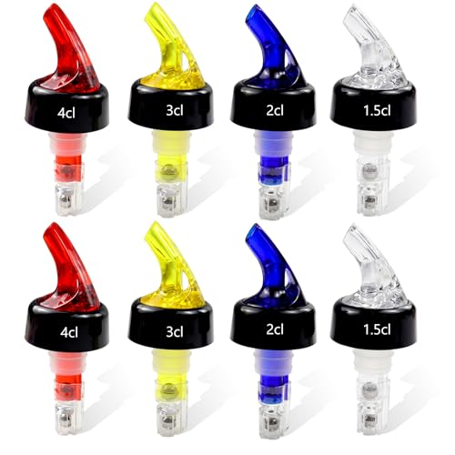 Yoirzit 8 Stück Flaschenausgießer, 2cl Bottle Pour Spouts Dosierer für Flaschen Auto-Pour Ausgießer Dosierhilfe Ausgiesser für Cocktail Home Bar Getränke(Größe 1.5cl, 2cl, 3cl, 4cl) von Yoirzit