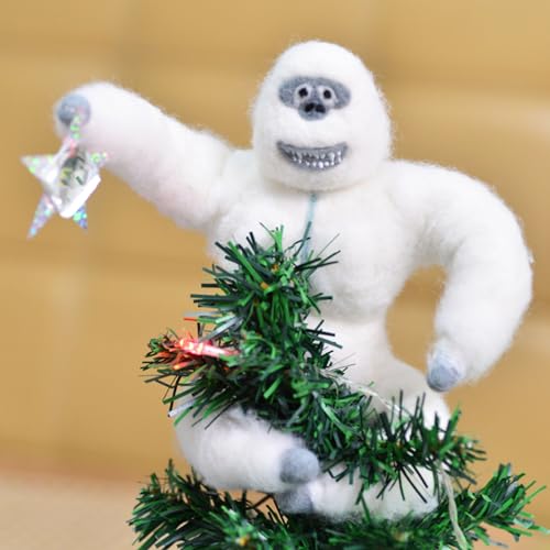 Christmas Abominable Schneemann Baumspitze, Neuheit Schneemonster Hugger mit Lächeln, lustige Weihnachtsbaumspitze für Feiertagsparty, Heimdekorationen (Stil B, Einheitsgröße) von Yoisdtxc