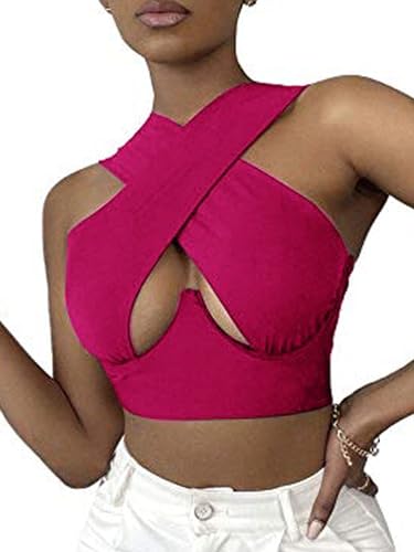 Yoisdtxc Damen Crisscross Neckholder Tank Tops Cut Out Crop Top Ärmellos Front Wrap Rückenfrei Cami Crop Top Y2K Bustier Korsett, rose, X-Large Yoisdtxc Damen Crisscross Neckholder Tank Tops Cut Out Crop Top Ärmellos Front Wrap Rückenfrei Cami Crop Top Y2K Bustier Korsett, rose, X-Large von Yoisdtxc