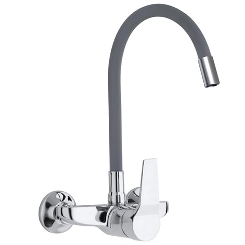 Yoka Home - Wasserhahn Küche - Wasserhahn Wandmontage - Küchen-Armatur - Mischbatterie mit langem Flexiblem Auslauf - Spültischarmatur 360’ Schwenkbar - Grau von Yoka Home
