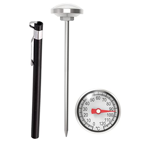 Yokawe Lebensmittelthermometer Präzisions-Edelstahl-Milch-Tee-Thermometer Kaffeegetränke-Thermometer zum Grillen und Kochen Schwarz von Yokawe