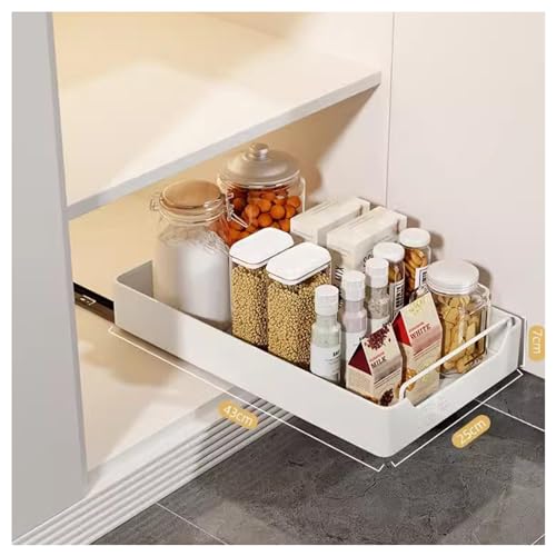 Yokbeer Ausziehbarer Schrank Organizer, Slide Out Drawer Pull Out Cabinet Organizer Kitchen, Schrank Ausziehbare Schublade Küche Zum Kleben, Teleskopschublade Küche Ohne Bohren (Size : 43 * 25 * 7cm) von Yokbeer