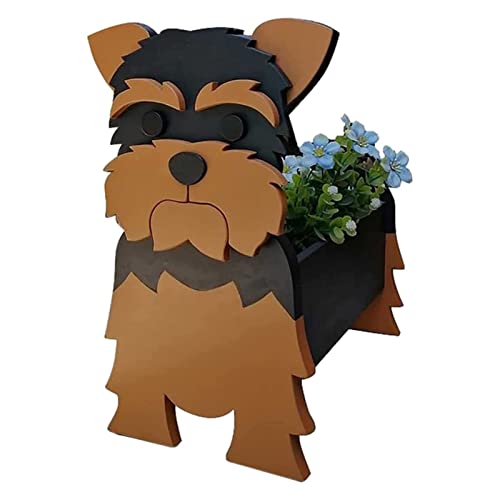 Yokbeer Niedlicher Yorkshire Terrier Pflanzgefäß Töpfe, PVC Cartoon Pflanzgefäß, Haustier Hund Blumentopf, Niedliche Blumentöpfe für Garten Blume (Color : Schwarz, Size : 24 * 18cm) von Yokbeer