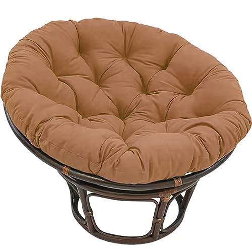 Yokbeer Papasansessel Rattansessel Auflage Sesselkissen Gartenkissen Sitzkissen Gesteppt mit Schlaufen Rund Dicke Sitzauflagen für Rattanmöbel (Color : Brown, Size : 100 * 100cm) von Yokbeer