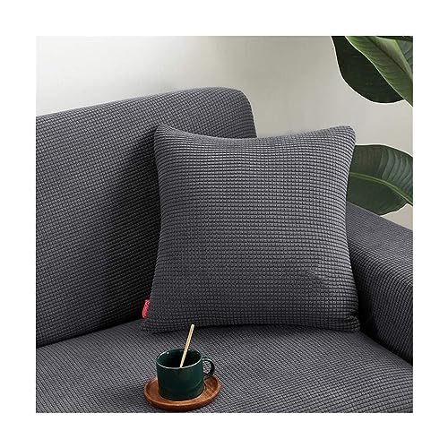 Yokbeer Sofa Sitzkissenbezug, Sofa Sitzkissenbezug Stretch, Elastischer KissenbezüGe, rutschfest Stoff Tartan, Wohnzimmer Sofa Sitzbezug MöBelbezug rutschfest und Weich (Color : Gray, Size : Kissenb von Yokbeer