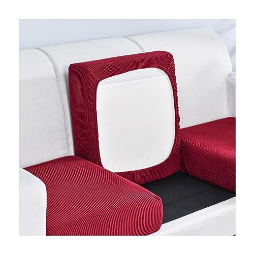 Yokbeer Sofa Sitzkissenbezug, Sofa Sitzkissenbezug Stretch, Elastischer KissenbezüGe, rutschfest Stoff Tartan, Wohnzimmer Sofa Sitzbezug MöBelbezug rutschfest und Weich (Color : Red, Size : 4-Sitzer von Yokbeer