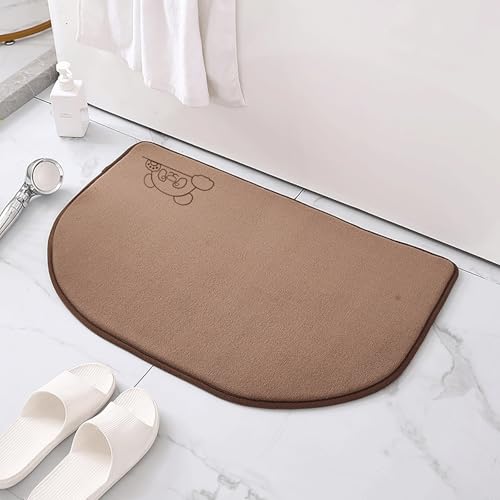 Badematte Aus Memory-Schaum, Halbrunde Fußmatte, Schnelltrocknender Badezimmerteppich Rutschfester Rückseite, Maschinenwaschbarer Duschvorleger Mit Langsamer Rückfederung(Bear Brown,50*80cm) von Yokqexz