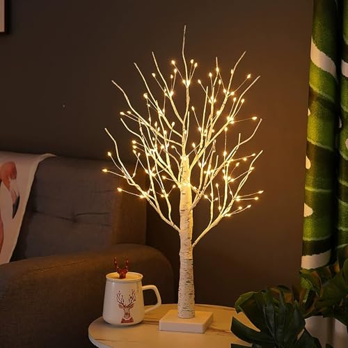 Yokqexz Beleuchtete Birke Mit 144 LEDs, Lichterkette Mit Automatischem Timer (6-Stunden-/18-Stunden-Zyklus), Biegbare Zweige Zum Selberbasteln, Dekoration Für Feiertage von Yokqexz