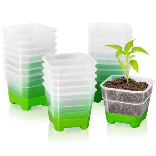 Yokuni 20 Stück 10cm Anzuchttöpfe, Blumentopf Transparent, pflanztöpfe Kein Geruch, Verschleißfeste und Langlebige Blumentöpfe Plastik, Wiederverwendbare Pflanzenbehälter, Cultivation Pots von Yokuni