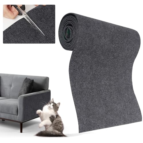 Yokuni Kratzmatte Katze, 200cmx40cm Selbstklebend Kratzteppich Katze Wand Kratzmatte für Katzen Katzenkratzwand Kratzbretter Katze Wand DIY Climbing Cat Scratcher (Dunkelgrau, 1 Stück) von Yokuni