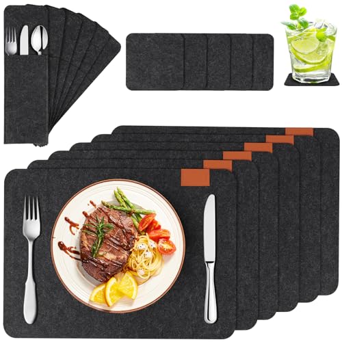 Yokuni Platzsets, Leicht Zu Reinigen, Geruchlose Tischsets Platzsets, Hitzebeständige, rutschfeste Tischsets Platzsets Abwaschbar, Set Mit 18 Filz-Tischsets, Geeignet Für Familienessen Yokuni Platzsets, Leicht Zu Reinigen, Geruchlose Tischsets Platzsets, Hitzebeständige, rutschfeste Tischsets Platzsets Abwaschbar, Set Mit 18 Filz-Tischsets, Geeignet Für Familienessen von Yokuni