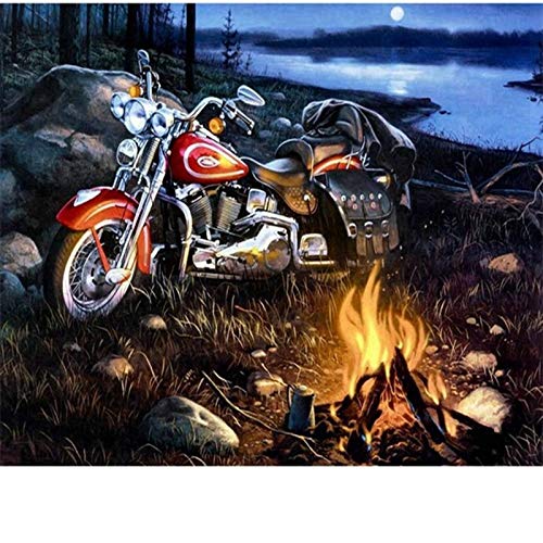 Diamond Painting round 5d diy diamant malerei kreuzstich motorrad feuer volle 3d diamant stickerei klassische malerei strass-platz bohrer, 45x60cm von Yolada