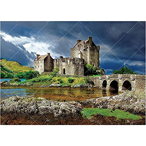 DIY 5D Diamond Painting Bilder,Diamant Gemälde Vollbohrer Kit, Schloss Schottland Malen nach Zahlen Diamant,Geschenk für Erwachsene Kinder,Arts Craft für Küche Büro Schlafzimmer（70x100cm/28x40in） von Yolaer