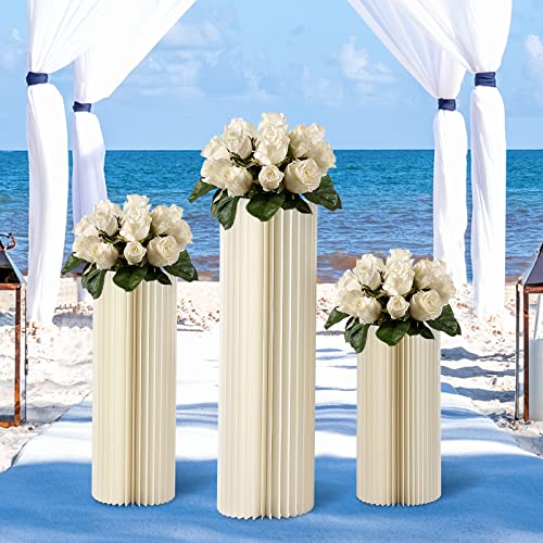 3 Stück Hochzeit Karton Vasen, 60cm+80cm+100cm Hoher Blumenständer, Display-Papiersäulen Centrepieces Ständer Display Rack für Hochzeiten, Party Dekoration, Geburtstagsfeiern von Yolancity