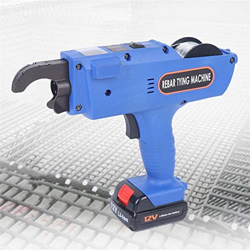 Automatische Drahtbindemaschine mit 2 x Akku 4500 mAh und 1 Rollen Bindedraht, Bewehrungsverbinder Bewehrungsbindegerä Rebar Drahtbinder 8mm - 34mm, Blau von Yolancity