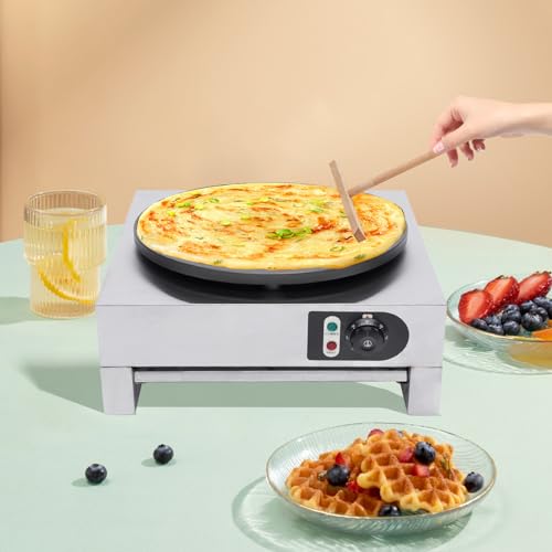 Crepes Maker 3000W,Elektro Crepemaker mit 400mm Gusseisen Crepesplatte,Crepesgerät Temperatur Einstellbar 50-300℃ Für Cafés, Restaurants und Imbisswagen,40cm von Yolancity