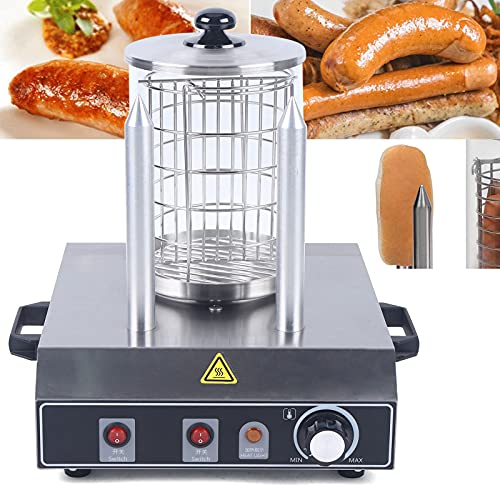 Hot Dog Maker mit 2 Heizspießen,Edelstahl Würstchenwärmer,Kommerzielle Bockwurstkocher,Bockwurstwärmer Heizung Gerät 422w,Temperatur 0～85℃,Zylinderhöhe 16 cm von Yolancity