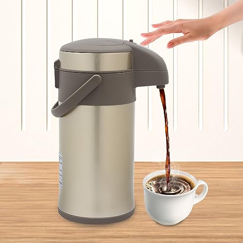 Kaffeekanne 4,0 Liter Pumpkanne Thermoskanne Kaffee Edelstahl Vakuum Isolierte Pumpe Aktion Reisekolben mit Tragegriff, Länge 20cm, Höhe 37,5 cm, Gold von Yolancity