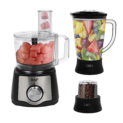 Küchenmaschine Multifunktional, 7-in-1 Food Processor Elektrisch, 600W Universalküchenmaschinen inkl. Küchenmaschine, Mahlbecher und Mischbecher, 16000rpm, Schwarz von Yolancity