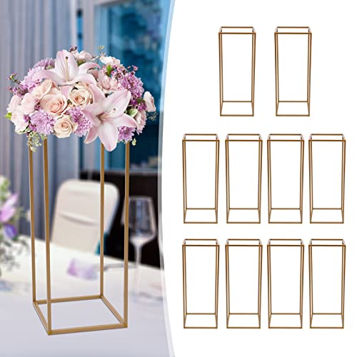 Metall Blumenständer Gold,10 Stück 60cm Hohe Blumenständer Hochzeit für Hochzeit Tafelaufsätze,Gold Metal Geometrisch Blumenstand Hochzeit Dekoration,Pflanzenständer Metall für Party Hochz von Yolancity