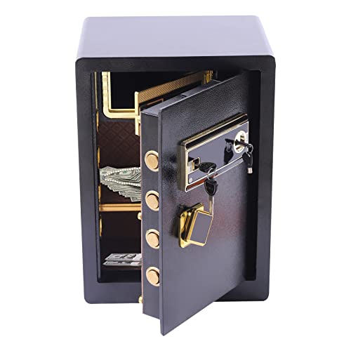 Tresor mit Alarm, 45cm Tresor für Zuhause, Möbeltresor Safe Schlüssel Geldschrank Geldsafe, Türstärke 10mm, Schlossdicke 30mm, Lederpolsterung, Safe Tresor für Zuhause, Büro, Dokumente, Geld, Gold von Yolancity