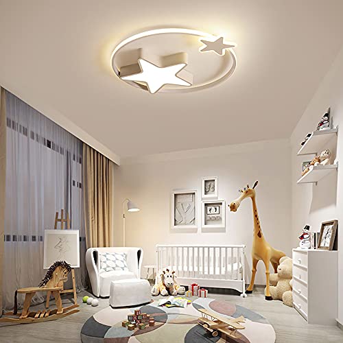 Yolancity 55cm Deckenlampe mit Fernbedienung 36W LED Kinder Deckenleuchte Stern Kinderlampe Kinderzimmer Sternform Deckenlampe Dimmbar (3000 K - 6500 K), Weiß von Yolancity