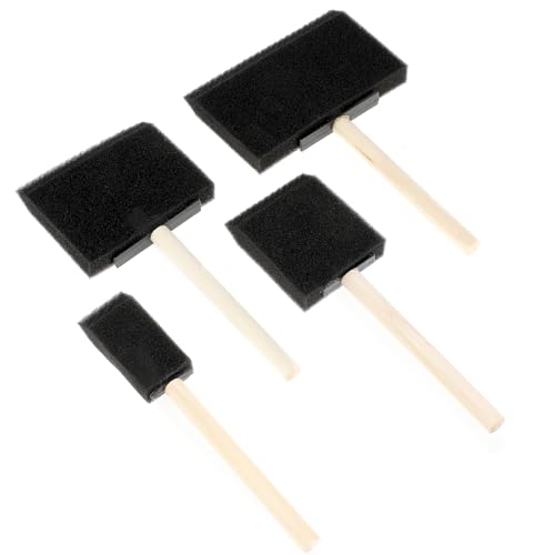 4 Stück Schwammpinsel Malutensilien Set Schwamm Schaum Pinsel Farbschwammpinsel mit Holzgriff Schaumstoffpinsel Farbapplikator Malschwammstempel Malzubehör für DIY Bastelprojekte (4 Größen) von Yolev