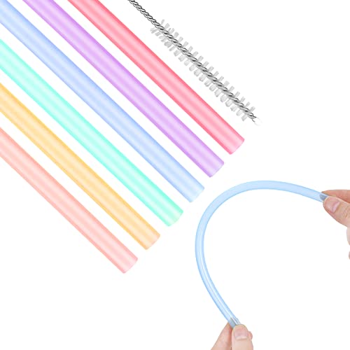 6 Stück Silikon Strohhalme 6 mm Wiederverwendbare Transparente Trinkhalme BPA frei mit Strohhalm Reinigungsbürste von Yolev