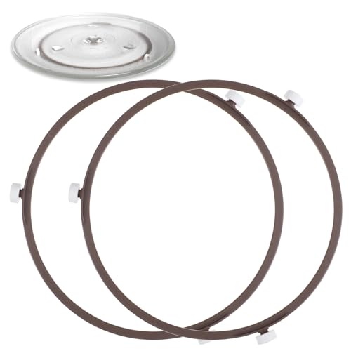 Mikrowellen-Drehteller-Ring mit 1,4 cm Rollen, Mikrowellen-Ofen-Tablett-Unterstützung, braun, Mikrowellenring für Drehteller, 24,5–27 cm Glasplatten, 2 Stück von Yolev