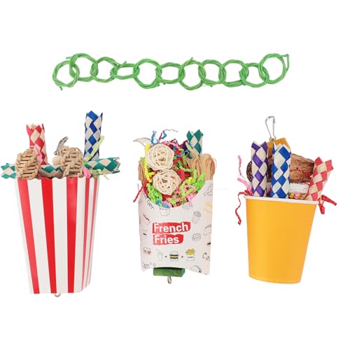 Papageien-Futtertasse, Spielzeug-Set für Sittiche, Nymphensittiche, Wellensittiche, Wellensittiche, Lovebirds, buntes interaktives Design mit Kiefernholzteilen, erfüllt das Zerkleinern von Futtersuche Papageien-Futtertasse, Spielzeug-Set für Sittiche, Nymphensittiche, Wellensittiche, Wellensittiche, Lovebirds, buntes interaktives Design mit Kiefernholzteilen, erfüllt das Zerkleinern von Futtersuche von YolieraArt