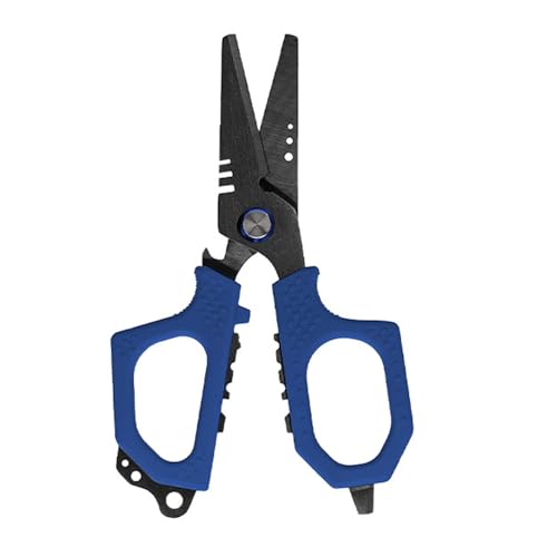 YolieraAart Angelschere, FG 1055 Dual Serrated Blades Molybdenum Vanadium Steel, Multitool Line Cutter mit Schlittenschraubendreher, Grippung ohne (blau) von YolieraArt