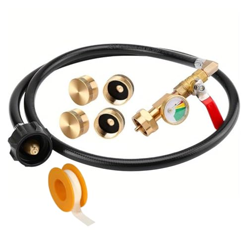 YolieraArt 91,4 cm Propangas-Nachfülladapterschlauch, Messingkonstruktion, mit Messgerät und An- oder Aus-Ventil, Verlängerungsschlauch für 0,5 kg Propangas-Tanks, für Wohnmobil, Camping YolieraArt 91,4 cm Propangas-Nachfülladapterschlauch, Messingkonstruktion, mit Messgerät und An- oder Aus-Ventil, Verlängerungsschlauch für 0,5 kg Propangas-Tanks, für Wohnmobil, Camping von YolieraArt