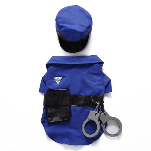 YolieraArt Cosplay-Outfit für Hunde, lustiges Welpenkostüm für Teddy, atmungsaktives Polyester, Haustierbekleidung, Polizisten-Thema, lustige Hundekleidung (blauer Polizist) von YolieraArt