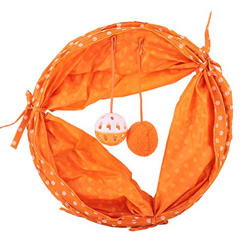 YolieraArt Faltbarer Katzentunnel mit Spielzeug zum Aufhängen, Punktemuster, Polyester-Haustierzelt, zusammenklappbarer Spieltunnel mit Raschelgeräusch, rutschfeste Unterseite, für drinnen oder von YolieraArt