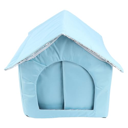YolieraArt Katzenhaus für den Außenbereich, geräumig, wasserabweisend, wetterfest, winterisoliert, hochfestes Material, ganzjährig, tragbar, einfache Einrichtung (blau) von YolieraArt