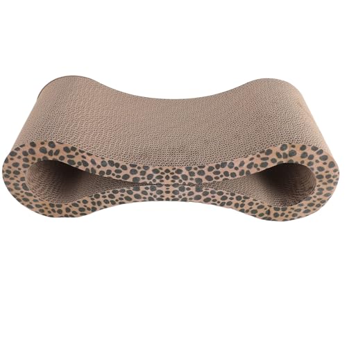 YolieraArt Kratzunterlage aus Wellpappe, wendbar, extra dick, ergonomisches Design, doppelte Verwendung zum Ausruhen und Spielen, schützt Möbel, geeignet für alle Katzengrößen (Leopardenfarben) von YolieraArt