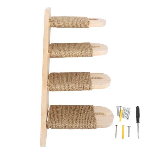 YolieraArt Wandmontierte Kletterregale für Katzen, Kiefernholz, stabile Struktur, platzsparend, kratzfreundlich, mehrschichtige Klettertreppe, für Zuhause, Wohnung, stilvolles Design (4 Ebenen) von YolieraArt