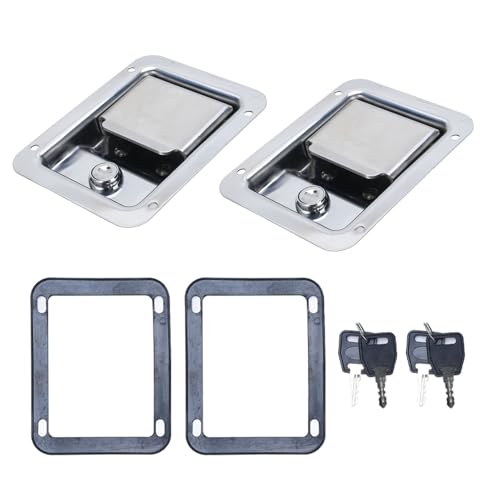 Yolieraart 2pcs Edelstahl -Werkzeugkastenverriegelung, 140 x 108 mm Spülhaltergrenze mit Tasten und Dichtdichtung für LKW -RV -Motorhome -Werkzeugkastenschrank bis zu 21 mm Dicke von YolieraArt