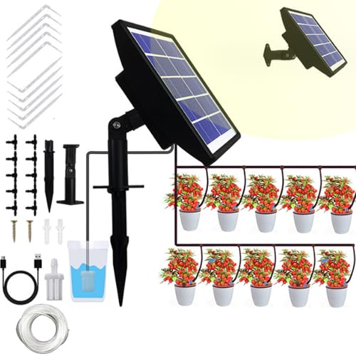 Solar Bewässerungssystem, 10M Bewässerungssysteme Garten mit Multi Timing-Modi, 3W Automatisches Bewässerungssystem, Smart Bewässerungssystem für Garten, Balkon Pflanzen, Kübelpflanzen im Freien von Yolispa